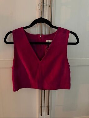 COS Magenta V-Neck Cropped Top